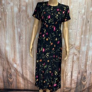Positive Attitude Vintage 90’s Floral Pintucked‎ Midi Dress